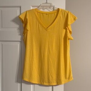 Yellow V-Neck Short Sleeve Tee